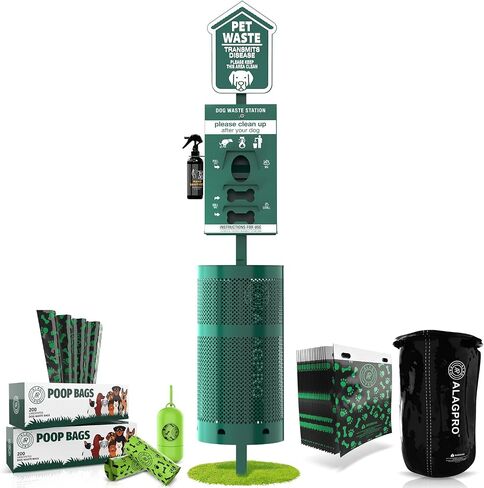 Dog Waste Station Outdoor Pet Waste Station, Trash Can with Bag Dispenser, Commercial Dog Poop Station with 400 Roll 200 Pull Bags & 50 Can Liners, Dog Waste Disposal System for Backyard, Park & HOA in Saudi Arabia