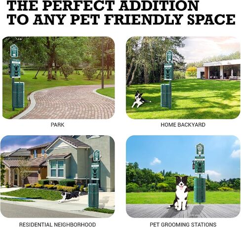 Dog Waste Station Outdoor Pet Waste Station, Trash Can with Bag Dispenser, Commercial Dog Poop Station with 400 Roll 200 Pull Bags & 50 Can Liners, Dog Waste Disposal System for Backyard, Park & HOA in Saudi Arabia