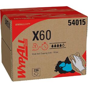 WypAll® GeneralClean™ X60 Multi-Task Cleaning Cloths (54015), Brag Box, Strong and Absorbent Towels, White (236 Sheets/Box, 1 Box/Case, 236 Sheets/Case)