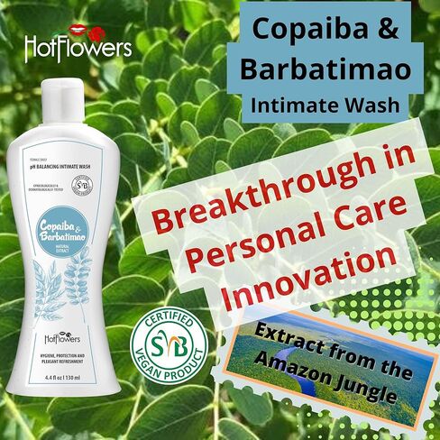 HOT FLOWERS Copaiba Barbatimao Feminine Wash for Intimate Care, Women pH Balanced for Essentials Body Health, Daily Use, Gynecologist and Dermatologist Tested, 4.4 oz. in Kuwait