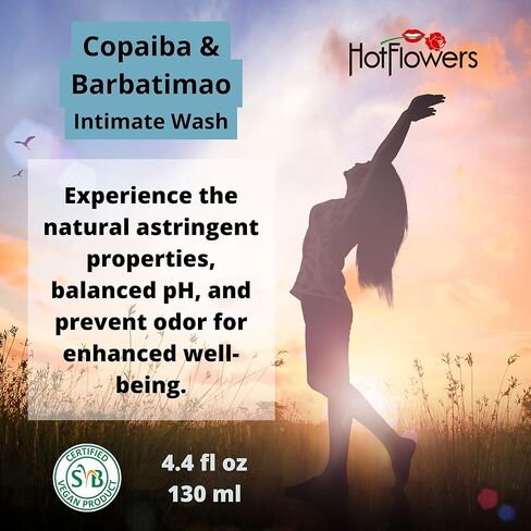 HOT FLOWERS Copaiba Barbatimao Feminine Wash for Intimate Care, Women pH Balanced for Essentials Body Health, Daily Use, Gynecologist and Dermatologist Tested, 4.4 oz. in Kuwait