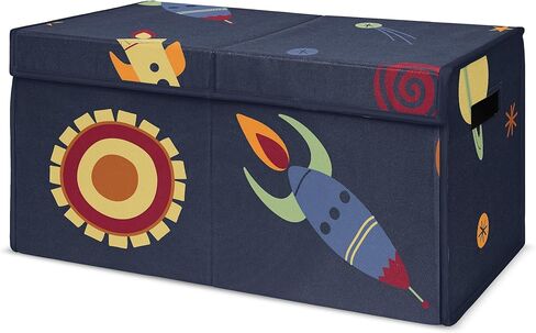 Sweet Jojo Designs Space Galaxy Planets Boy Small Fabric Toy Bin Storage Box Chest For Baby Nursery or Kids Room - Navy Blue Star and Moon Rocket Ship in Saudi Arabia