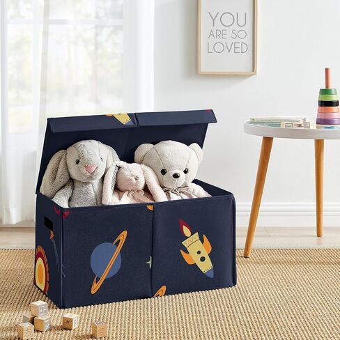 Sweet Jojo Designs Space Galaxy Planets Boy Small Fabric Toy Bin Storage Box Chest For Baby Nursery or Kids Room - Navy Blue Star and Moon Rocket Ship in Saudi Arabia
