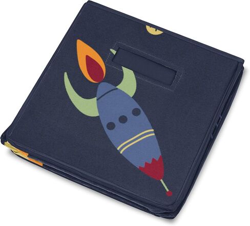 Sweet Jojo Designs Space Galaxy Planets Boy Small Fabric Toy Bin Storage Box Chest For Baby Nursery or Kids Room - Navy Blue Star and Moon Rocket Ship in Saudi Arabia