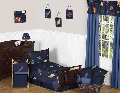 Sweet Jojo Designs Space Galaxy Planets Boy Small Fabric Toy Bin Storage Box Chest For Baby Nursery or Kids Room - Navy Blue Star and Moon Rocket Ship in Saudi Arabia