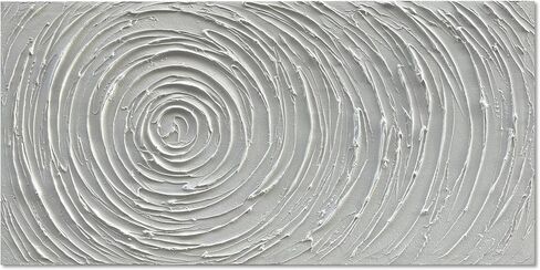 Diathou Hand Painted White Abstract Flower Oil Painting Home Wall Decorative Art 24x48 Inches in Saudi Arabia
