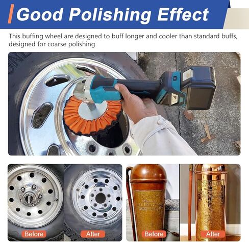 Airway Buffing Wheel Kit 7 PCs kit (2 pcs White & 2 pcs Orange & 2 pcs Blue & 1 Buffing rake) 8" in Diameter 5/8" in Arbor Hole 16 Ply for Angle Grinder 7 Pcs in Kuwait