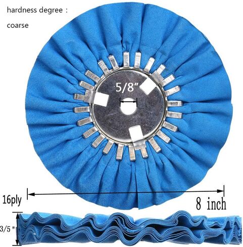Airway Buffing Wheel Kit 7 PCs kit (2 pcs White & 2 pcs Orange & 2 pcs Blue & 1 Buffing rake) 8" in Diameter 5/8" in Arbor Hole 16 Ply for Angle Grinder 7 Pcs in Kuwait