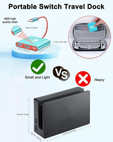 Switch Dock for Nintendo Switch OLED, Switch Docking Station for TV, USB C to HDMI Adapter for Steam Deck/MacBook/Laptop, Nintendo Switch Accessories, Switch TV Dock Set, Portable Switch Travel Dock in Kuwait