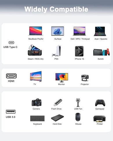 Switch Dock for Nintendo Switch OLED, Switch Docking Station for TV, USB C to HDMI Adapter for Steam Deck/MacBook/Laptop, Nintendo Switch Accessories, Switch TV Dock Set, Portable Switch Travel Dock in Kuwait