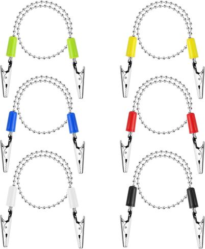 AUEAR, 6 Pack Napkin Clips Metal Dental Bib Clips Napkin Chain Bib Holder Napkin Fixing Clips Chain Lanyard Napkin Holder Flexible for Adult (6 Colors) in Saudi Arabia