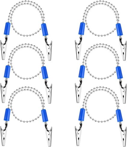 AUEAR, 6 Pack Napkin Clips Metal Dental Bib Clips Napkin Chain Bib Holder Napkin Fixing Clips Chain Lanyard Napkin Holder Flexible for Adult (6 Colors) in Kuwait
