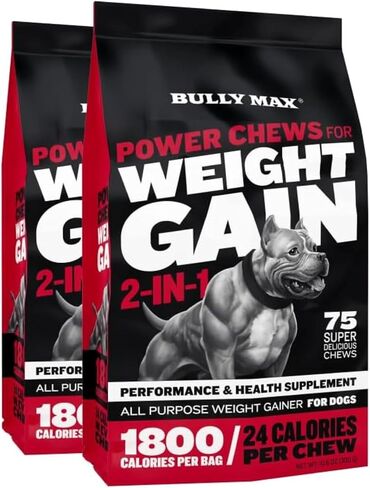 Bully Max Weight Gainer Supplement for Dogs Ingredients - Promotes Healthy Weight Gain - for All Ages and Breeds - 300g Pack, 75 Soft Chews in Saudi Arabia
