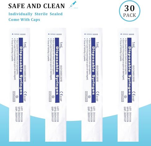 16 Pack 20ml Plastic Syringe, Large Syringes Tools for Liquid, Sterile and Individually Sealed for Measuring, Watering, Refilling, Feeding Pets, Scientific Labs, Oil or Glue Applicator in Kuwait