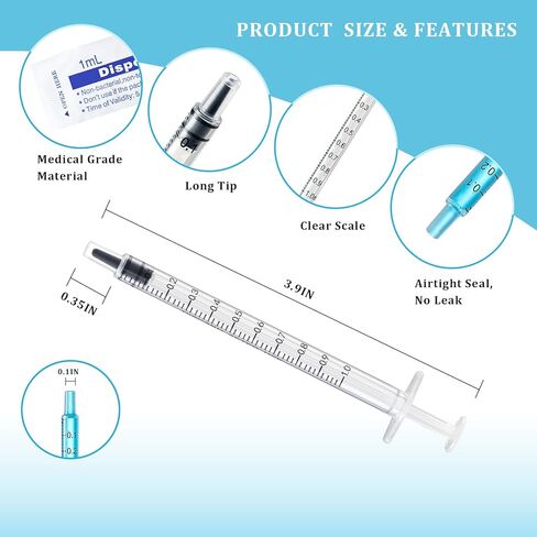 16 Pack 20ml Plastic Syringe, Large Syringes Tools for Liquid, Sterile and Individually Sealed for Measuring, Watering, Refilling, Feeding Pets, Scientific Labs, Oil or Glue Applicator in Kuwait