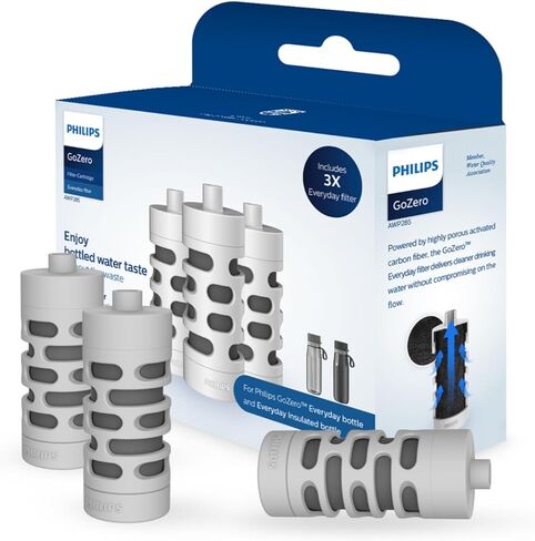 فيليب ووتر فلتر الياف الكربون النشط من جو زيرو للاستخدام اليومي لتحويل مياه الصنبور الى مياه عذبة ولذيذة على الفور، رمادي، 40 جالون (AWP285/37) رمادي in Kuwait