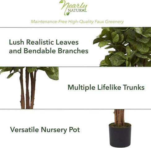 Nearly Natural 6ft Fiddle Leaf Fig Artificial Trees, 72in, Green in Saudi Arabia