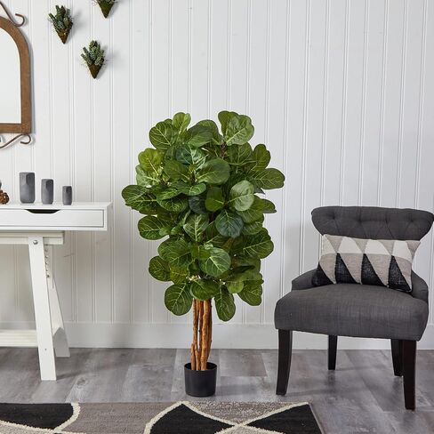 Nearly Natural 6ft Fiddle Leaf Fig Artificial Trees, 72in, Green in Saudi Arabia