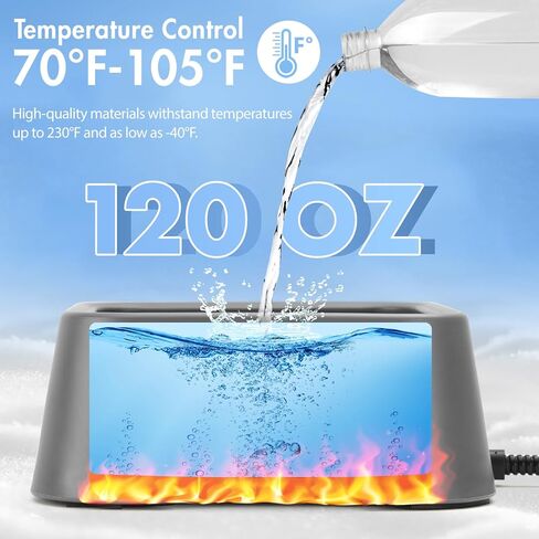 وعاء ساخن للكلاب، وعاء ماء ساخن 120 أونصة/3.4 لتر في الهواء الطلق، سقي ساخن للدجاج والقطط والكلاب، تحكم حراري 35 وات، سلك طاقة مقاوم للماء، وعاء للحيوانات الأليفة ساخن للمياه العذبة في الشتاء، خالي من مادة BPA in Kuwait