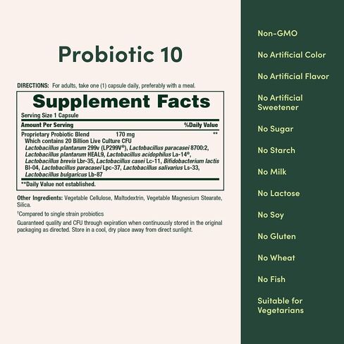 Nature's Bounty Probiotic 10، مكمل بروبيوتيك يومي فائق القوة، يدعم صحة الجهاز الهضمي والمناعة والجهاز التنفسي العلوي، عبوتين، 30 كبسولة in Saudi Arabia