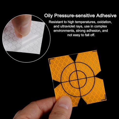 10 قطع من أوراق عاكسة للمسح من HARFINGTON 40 مم، شريط عاكس ذاتي اللصق، علامة هدف للمسح للمحطات الإجمالية، أصفر in Kuwait