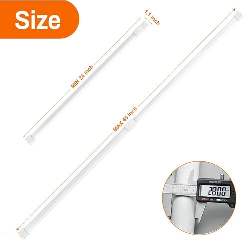 2 قطعة قضيب ستارة شد زنبركي، 28-43 بوصة قابل للتعديل وقابل للتوسيع قضبان شد ستارة سوداء للمطبخ والحمام والنافذة والمنزل in Kuwait