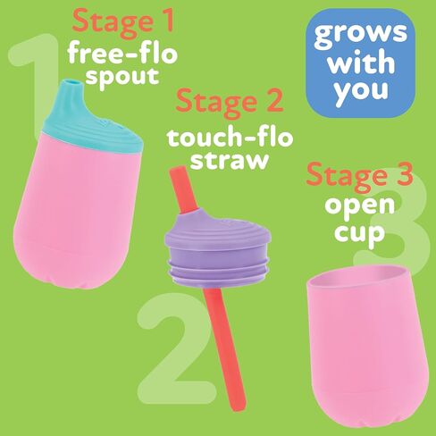 Nuby First Training Cup Set, 4oz Silicone Tumbler with Spout and Straw Combo, 1 pk, Boy in Saudi Arabia