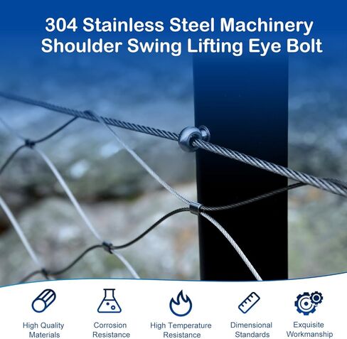 MroMax M6 x 35mm Machinery Shoulder Swing Lifting Eye Bolt 304 Stainless Steel Metric Thread 4pcs in Saudi Arabia