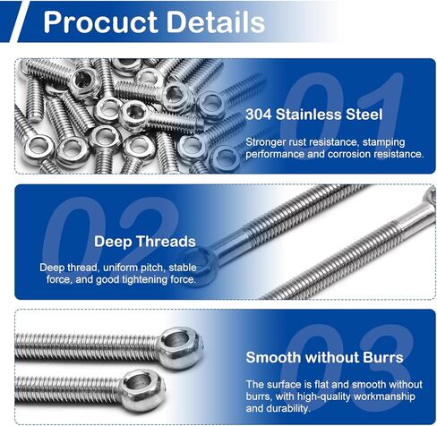 MroMax M6 x 35mm Machinery Shoulder Swing Lifting Eye Bolt 304 Stainless Steel Metric Thread 4pcs in Saudi Arabia