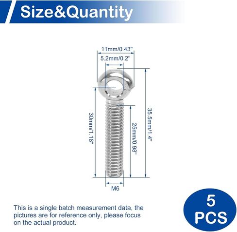 MroMax M6 x 35mm Machinery Shoulder Swing Lifting Eye Bolt 304 Stainless Steel Metric Thread 4pcs in Saudi Arabia
