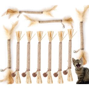 Catnip Chew Toys for Cats Silvervine Sticks for Kittens Teeth Cleaning, 8 Pack Silvervine Cat Toy Anxiety and Stress Relief, Aggressive Chewers Cat Dental Toy in Kuwait