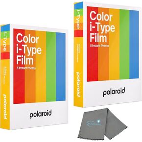 Polaroids Black & White Instant Film, 16 Photos, B&W Film for i-Type Cameras, 2 Pack Bundle with a Lumintrail Lens Cleaning Cloth in Kuwait