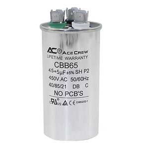 ACECREW 45+5 فائق التوهج مكثف 45/5 440VAC UL مكثف تشغيل مزدوج عالي الجودة لتشغيل محرك التيار المتردد أو تشغيل المروحة أو المكثف المستقيم 45 + 5