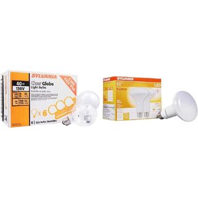 SYLVANIA Incandescent G25 Décor Globe Light Bulb, 40W, Dimmable, E26 Medium Base, Clear, 2850K, Warm White - 6 Pack (14191) in Kuwait