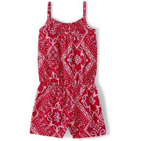 The Children's Place Baby Toddler Girls Strappy Shorts Romper, Red Bandana, 3T in Kuwait