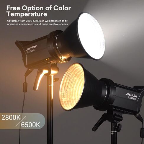 Godox LA150D LED Video Light, 190W 84800LUX@1M Daylight Studio Light, 5600K Bowens Mount LED Continuous Light, CRI 96+ 8 FX Effect 0-100% Dimming APP Control Photography LED Light in Kuwait
