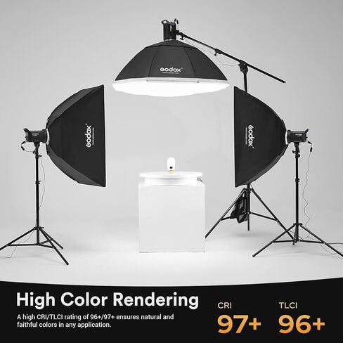 Godox LA150D LED Video Light, 190W 84800LUX@1M Daylight Studio Light, 5600K Bowens Mount LED Continuous Light, CRI 96+ 8 FX Effect 0-100% Dimming APP Control Photography LED Light in Kuwait