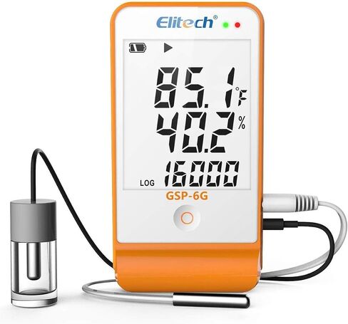Elitech Digital Temperature Humidity Data Logger Medical Refrigerator Thermometer Vaccine Fridge Temperature Monitor Max Min Value GSP-6G-TDE in Kuwait