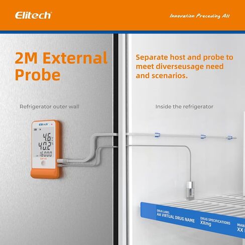 Elitech Digital Temperature Humidity Data Logger Medical Refrigerator Thermometer Vaccine Fridge Temperature Monitor Max Min Value GSP-6G-TDE in Kuwait
