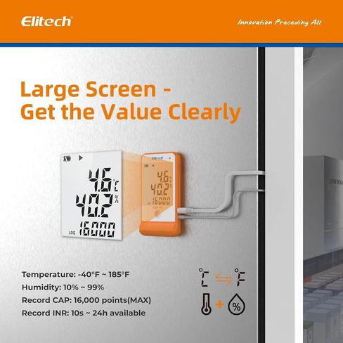 Elitech Digital Temperature Humidity Data Logger Medical Refrigerator Thermometer Vaccine Fridge Temperature Monitor Max Min Value GSP-6G-TDE in Kuwait