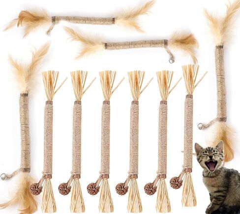 Catnip Chew Toys for Cats Silvervine Sticks for Kittens Teeth Cleaning, 8 Pack Silvervine Cat Toy Anxiety and Stress Relief, Aggressive Chewers Cat Dental Toy in Kuwait
