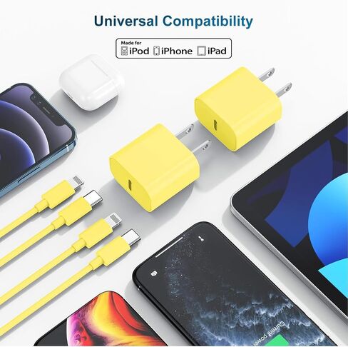 Fast Charger, [MFi Certified] 10 FT Long USB C to Lightning Cable with 20W iPhone Rapid Charging Block, Adapter for iPhone 14 13 12 11 Pro/Mini/Pro Max/X/8/iPad, 2 Pack in Kuwait