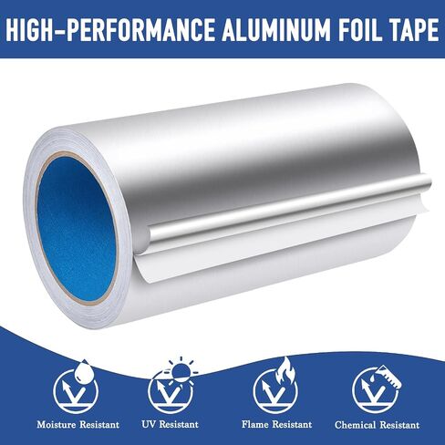 KIWIHUB Aluminum Foil Tape, 4.2 Mil (2 inch-82ft), Insulation Adhesive Metal High Temperature Heavy Duty HVAC Tape, Silver for Ductwork, Dryer Vent, HVAC in Saudi Arabia