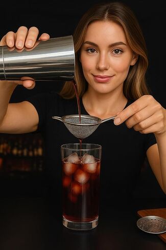 مجموعة مصفاة الكوكتيل TheBarsentials أداة بار من الفولاذ المقاوم للصدأ مع ملعقة تحريك - مصفاة هوثورن، مصفاة جلاب، مصفاة/منخل شبكي ناعم in Saudi Arabia