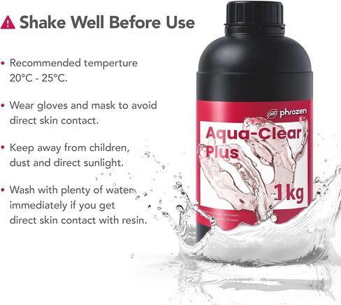 راتنج أكوا فروزن للطباعة ثلاثية الأبعاد، 405 نانومتر LCD راتنج بوليمر ضوئي معالج بالأشعة فوق البنفسجية لانكماش منخفض، لون أزرق زاهي، رائحة منخفضة، غير هش (شفاف، 1 كجم) in Kuwait