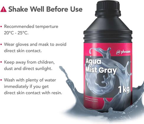 phrozen Aqua Resin for 3D Printing,405nm LCD UV-Curing Photopolymer Resin for Low Shrinkage, Vivid Blue Color, Low Odor, Non-Brittle (Clear, 1KG) in Saudi Arabia