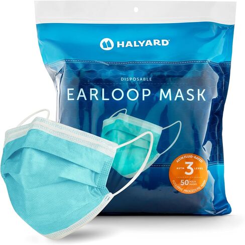 HALYARD FLUIDSHIELD Level 3 Disposable Face Mask with SO SOFT Lining/Earloop Mask, Made in the Americas (Box of 40) 47107 in Saudi Arabia