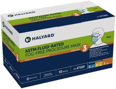 HALYARD FLUIDSHIELD Level 3 Disposable Face Mask with SO SOFT Lining/Earloop Mask, Made in the Americas (Box of 40) 47107 in Saudi Arabia