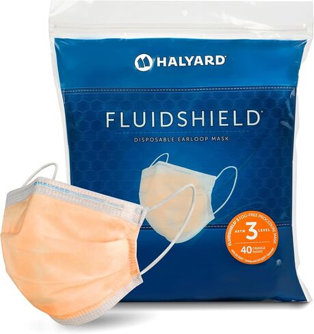 HALYARD FLUIDSHIELD Level 3 Disposable Face Mask with SO SOFT Lining/Earloop Mask, Made in the Americas (Box of 40) 47107 in Kuwait
