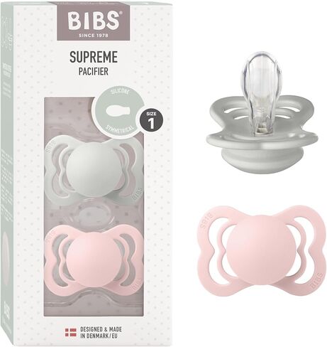 BIBS Supreme Baby Pacifiers | BPA-Free Silicone Pacifier | Made in Denmark | Set of 2 Soothers (Pink Plum, 6-18 Months) in Saudi Arabia